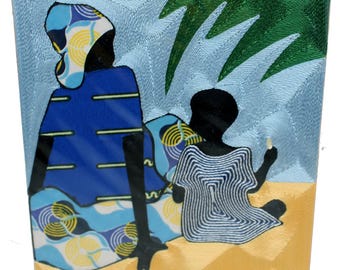 Frameable Thread Artwork: Mother and Son