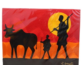 Frameable Thread Artwork: The Herdsmen