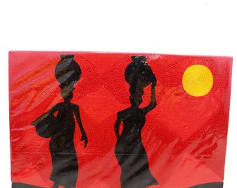 Frameable Thread Artwork: Ladies in the Sunset