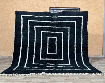 Gorgeous Beni Ourain Rug, Wool Moroccan Rug, Custom Carpet, Black Moroccan Rugs, Handwocen rug, Black Floor Rug