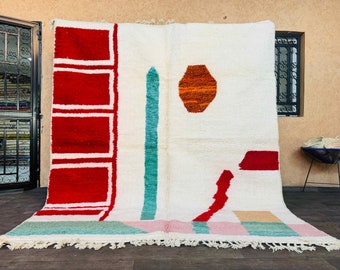 Fabulous Beni Ourain Rug- Handmade Wool Rugs- Custom Moroccan rug- Multicolored Abstract Rug- Berber Carpet