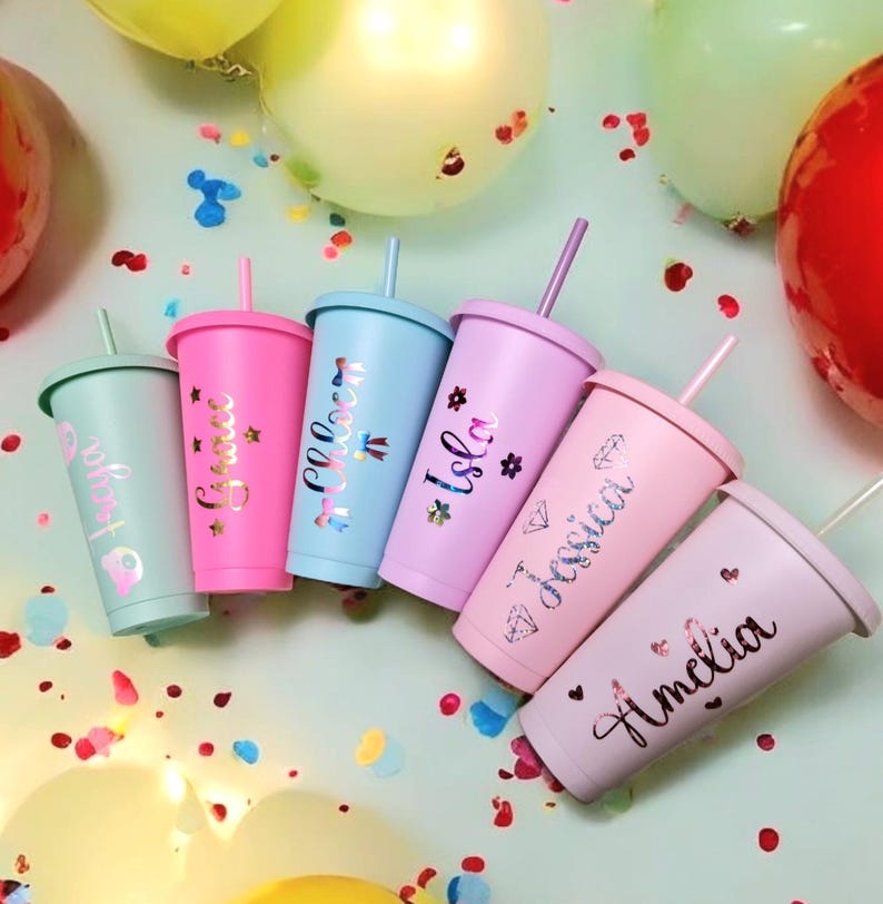 Personalised 24oz Cold cup with holographic custom name perfect for gift and party favours