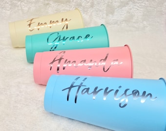 24oz Personalised Cold Cup with Straw – Custom Metallic Name Tumbler