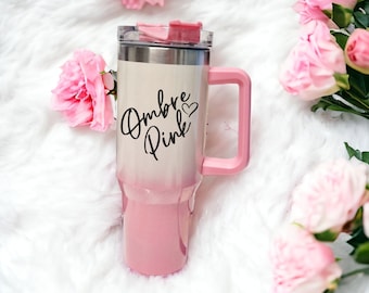 Personalised 40oz Travel Tumbler with Lid & Straw – custom name large insulated cup