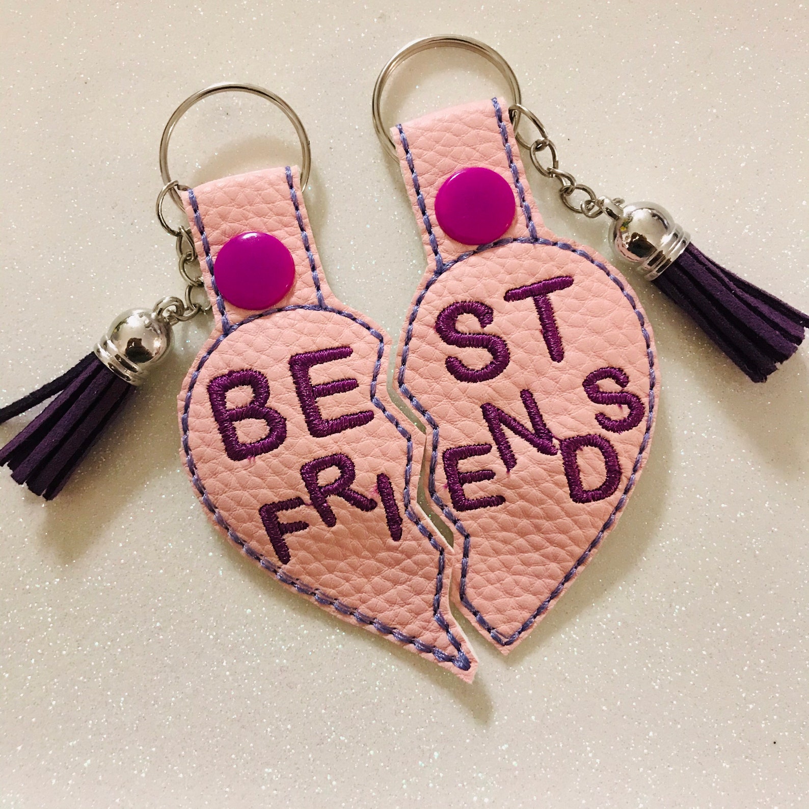 Best Friends Snap Tab Keychain BFF Keychain Custom Keychain Etsy
