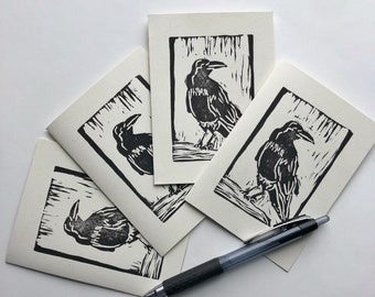 Greeting Cards - Raven Print - Handmade
