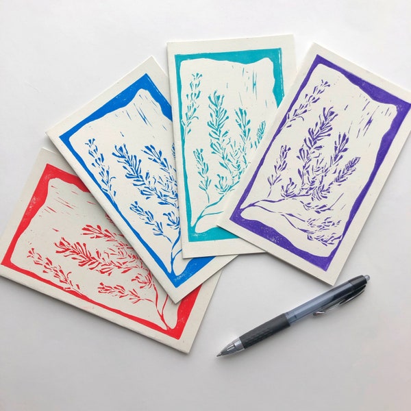 Greeting Cards - Sage Print - Handmade