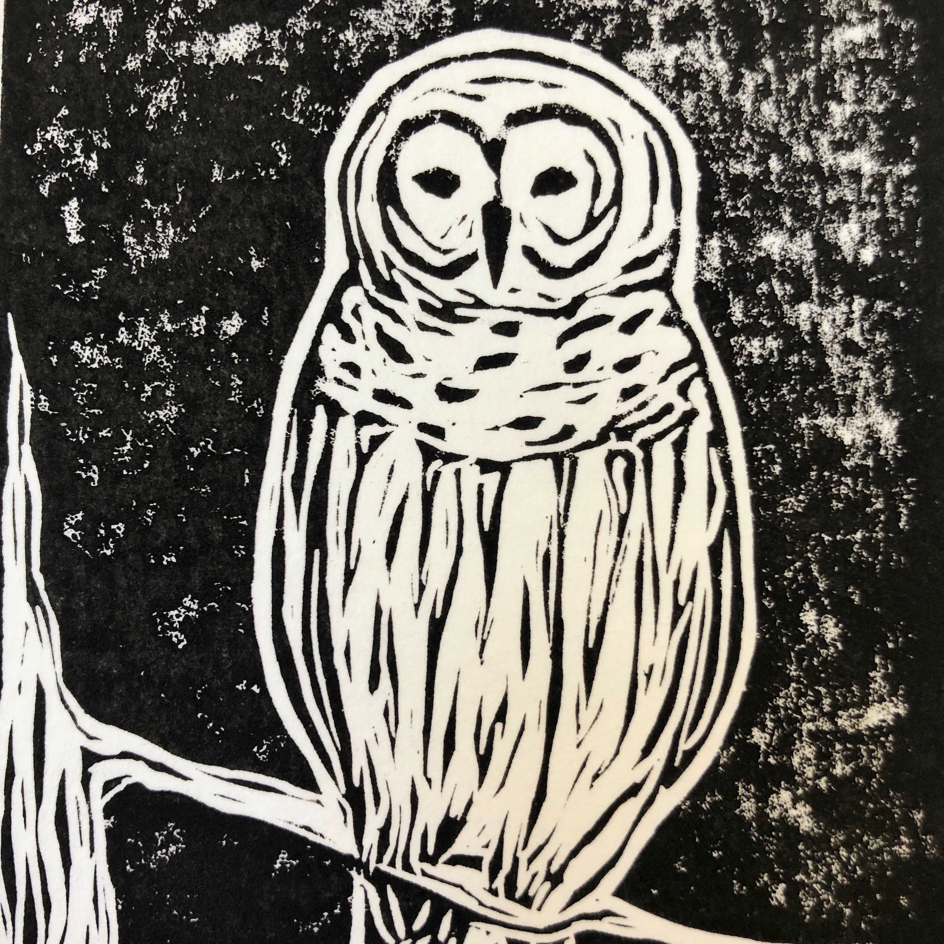 Owl Block Graphics Original Owl Block Print - Etsy