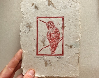 Original Hummingbird Block Print