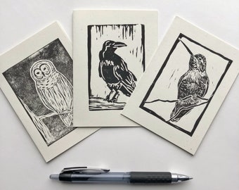 Greeting Card Variety Set - Bird Prints - Handmade
