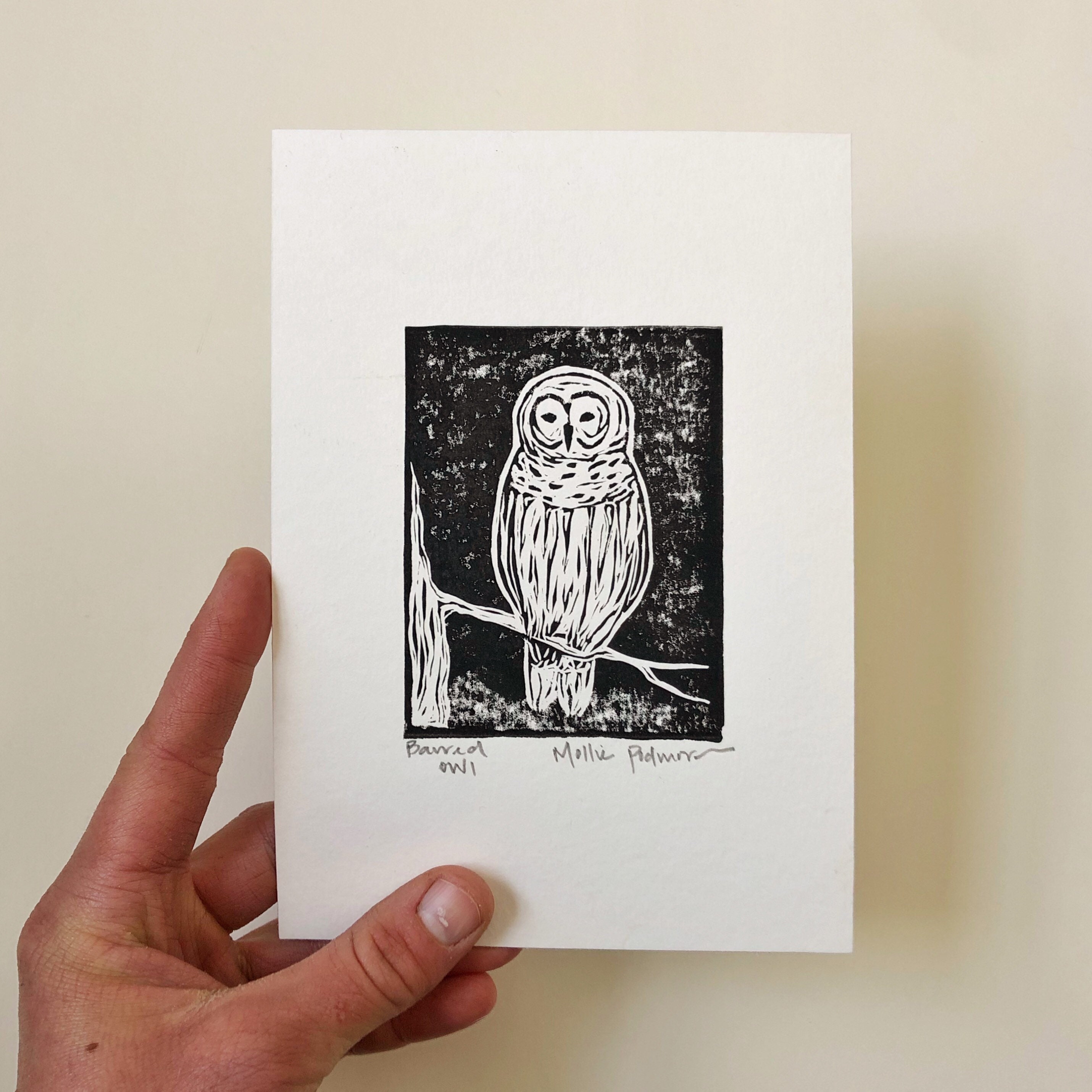 Original Owl Block Print
