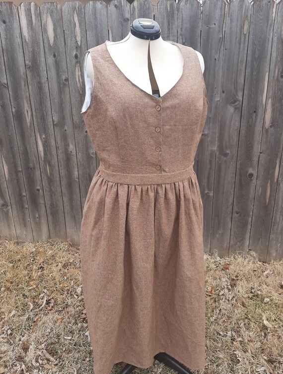 Pride and Prejudice Brown Jumper Dress with Optional Puffy Blouse