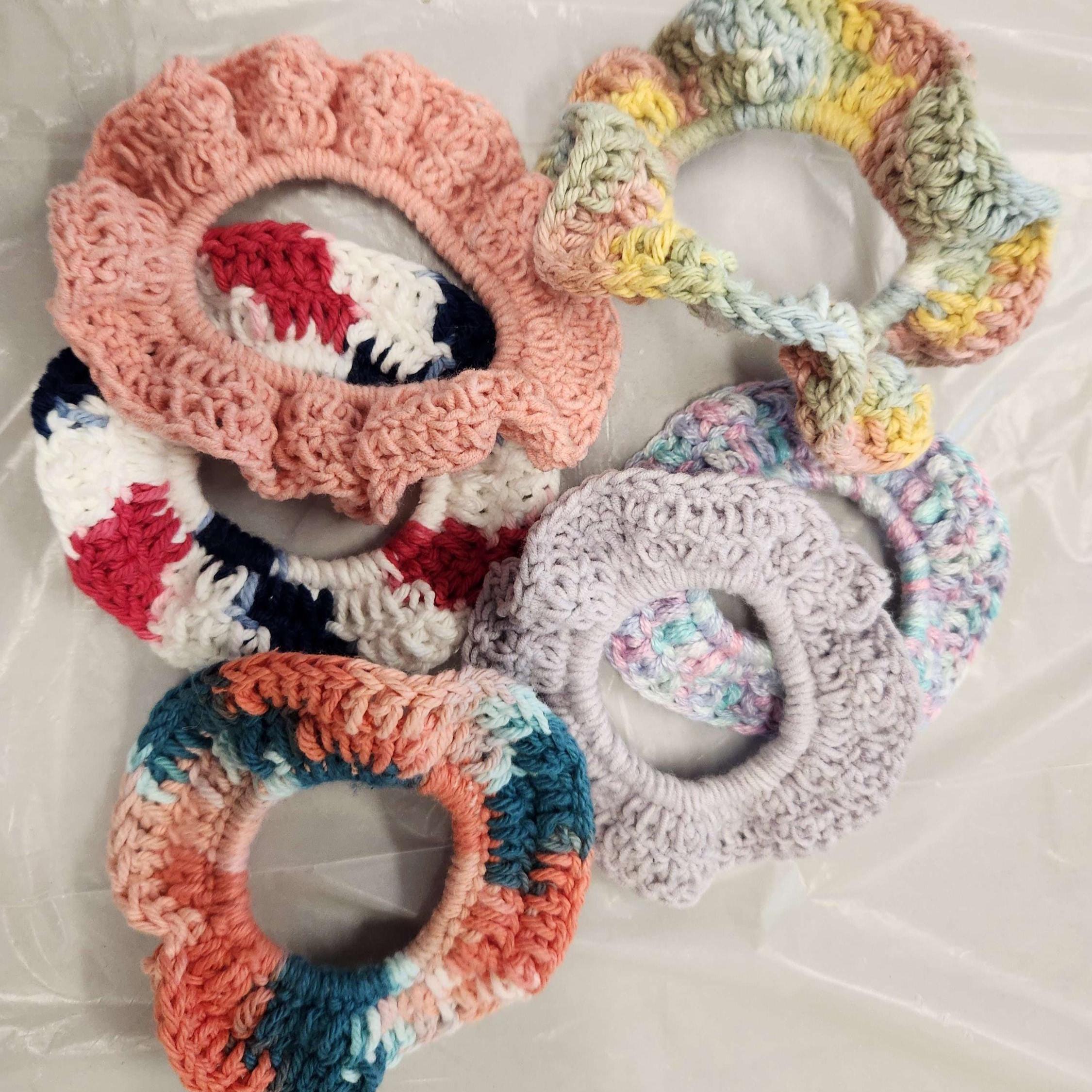 Wholesale 10 Oversized Scrunchies Hair Ties Crochet Handmade Mystery Colors Jumbo Two Colour Handmade Crochet Scrunchie - Etsy main image 3