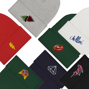 Front Flat Embroidered Cuffed Beanie
