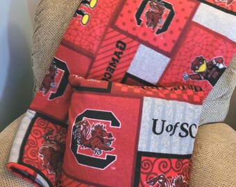 University of South Carolina Extra-long Twin blanket and matching pillow set