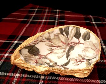 Handmade Magnolia Decoupage Ring Dish