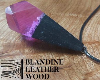 Ebony collar and pink epoxy resin | Blandine Leather Wood