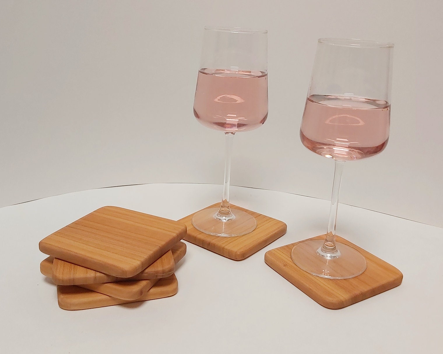 Lot de 6 Sous-Verre en Bois/Wooden Coaster | Blandine Leather Wood