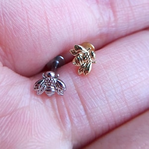 Adorável piercing de labret de abelha minúscula/brinco de cartilagem/perfuração de tragus/perfuração de concha/perfuração de cartilagem/labret/cz labet/hélice