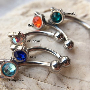 16g 8mm Cat eyebrow,Eyebrow ring, rook barbell, body,rook earrings, Eyebrow Curved Barbell Jewelry - cartilage earring
