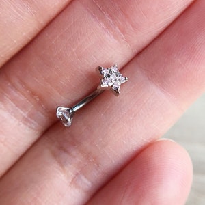 16 g ster zirkoon wenkbrauw, wenkbrauwring, toren barbell, toren oorbellen, wenkbrauw gebogen barbell sieraden, liefdeskraakbeen oorbel, beste cadeau