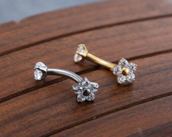 16g flower Curved Barbell,Eyebrow ring, rook earrings,cartilage earring