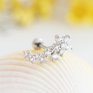 Flower CZ earrings,Cartilage Earring,Helix Earring Helix Piercing Cartilage stud Cartilage Piercing