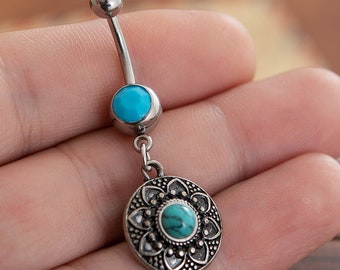 Turquoise Belly Ring, Belly Button Ring, Body Jewelry, Belly Ring, Best Gift For You