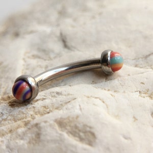 Colorful stone eyebrow,Eyebrow ring, rook barbell,rook earrings, Eyebrow Curved Barbell Jewelry - cartilage earring 16g