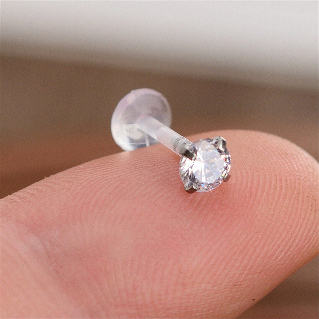 Bioplast Push-In Low-Profile Gem Stud - Lip, Tragus, Helix