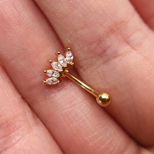 16g Zircon flower eyebrow,Eyebrow ring,rook barbell,rook earrings, Eyebrow Curved Barbell Jewelry, flower cartilage earring,Best Gift