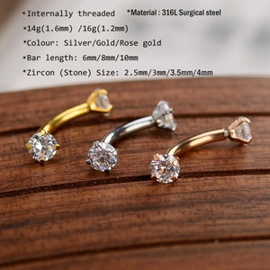 16g / 14g,6 mm,8 mm,10mm,Curved Barbell,Augenbrauen Ring,Rohhantel,Saatgut Ohrringe,Augenbraue,Knorpel Ohrring,14g für Bauch Ring,16g für Turm