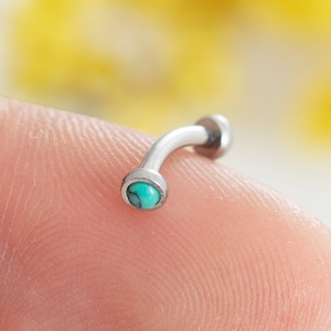 Turquoise eyebrow,Eyebrow ring, rook barbell, body piercing jewelry,rook earrings, Eyebrow Curved Barbell Jewelry - cartilage earring 16g