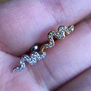Snake earrings,Cartilage Earring, 16g, Helix Earring,Helix Piercing,Cartilage stud,Cartilage Piercing, Lobe,tragus