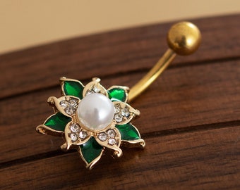 Anillo del vientre de la flor, anillo del botón del vientre, joyería del cuerpo, anillo del vientre, mejor regalo para ella, anillo del vientre