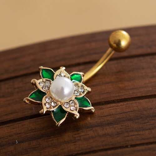Flower Belly Ring Belly Button Ring Body Jewelry Belly Etsy