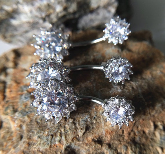 Piercing Ombelico In Acciaio Chirurgico Con CZ - 14G, Lunghezze 6-14mm, Per Donna E Uomo - Foto 10