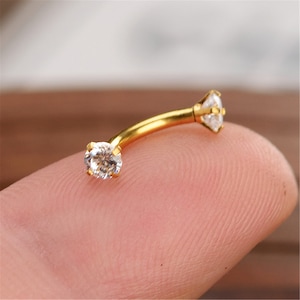 6mm, 8mm,10mmEyebrow ring, rook barbell, body piercing jewelry,rook earrings, Eyebrow Curved Barbell Jewelry - cartilage earring 16g/14g