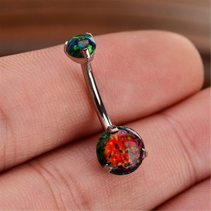 opal Belly Ring, Belly Button Ring, Body Jewelry, Belly Ring, Best Gift For Her, Gem  belly ring
