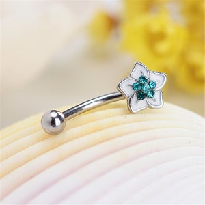 flower eyebrow,Eyebrow ring, rook barbell, body piercing jewelry,rook earrings, Eyebrow Curved Barbell Jewelry - cartilage earring 16g