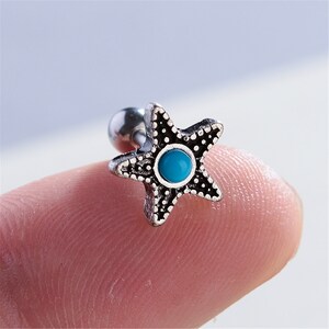earrings,Cartilage Earring, 16g, Helix Earring,Helix Piercing,Cartilage stud,Cartilage Piercing,Pentagram earrings