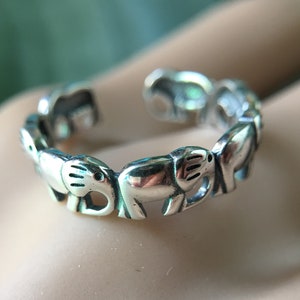 925 Sterling Silver Elephant Stackable Ring,Luck Elephant,Elephant Family Finger Rings,Silver Elephant Rings,Best Gifts,adjustable