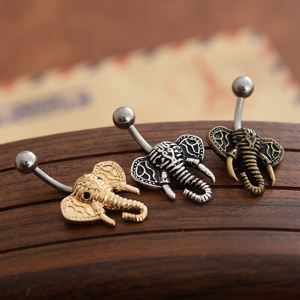 Elephant Belly Ring Navel Piercing Ringbelly Button Ring Etsy