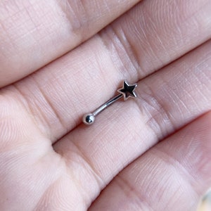 16g Star Augenbraue, Augenbraue Ring, rohe Barbell, Piercing Schmuck, geschwungene Ohrringe, Augenbraue Curved Barbell Schmuck - Knorpel Ohrring 16g