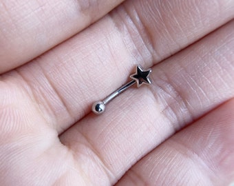 16g Star eyebrow,Eyebrow ring, rook barbell, body piercing jewelry,rook earrings, Eyebrow Curved Barbell Jewelry - cartilage earring 16g