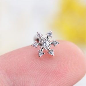 snowflake earrings,Cartilage Earring Helix Earring Helix Piercing Cartilage stud Cartilage Piercing