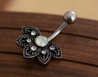 Retro flower belly ring,Flower Belly Ring, Belly Button Ring, Body Jewelry, Belly Ring, Best Gift For Her, belly ring