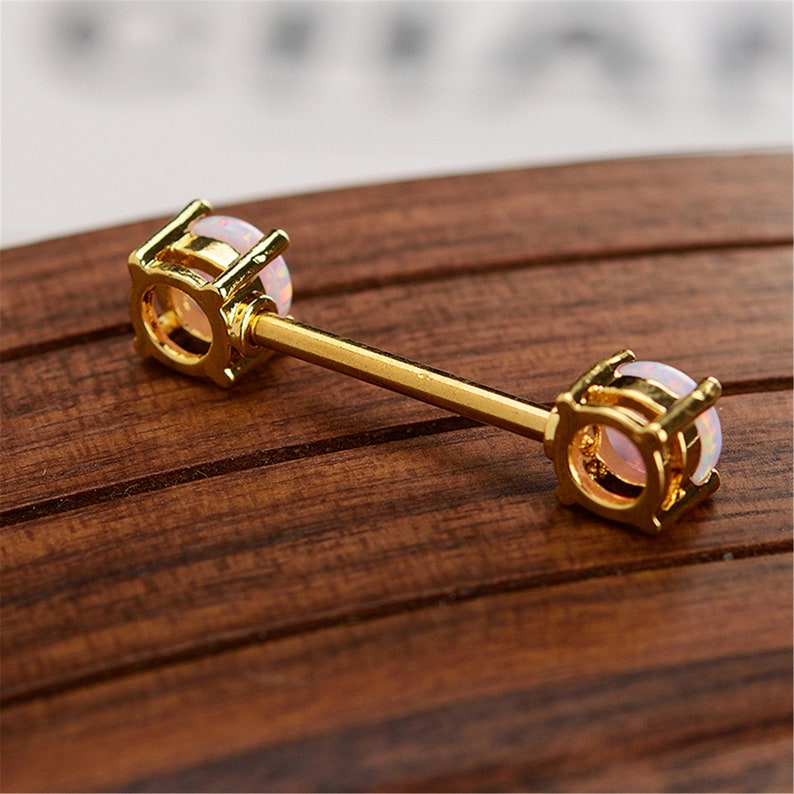 nipple Shield,Nipple Ring,Nipple Piercing 14g Opal Nipple Ring Nipple Barbell Ring,
