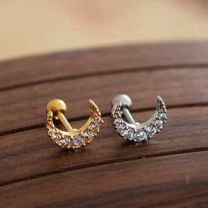 Maan oorbellen, Kraakbeen Oorbel Helix Earring Helix Piercing Kraakbeen stud Kraakbeen Piercing