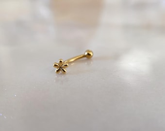 G23 Titanium Tiny flower Curved Barbell, Rook Eyebrow Piercing Jewelry,(16g/18g)